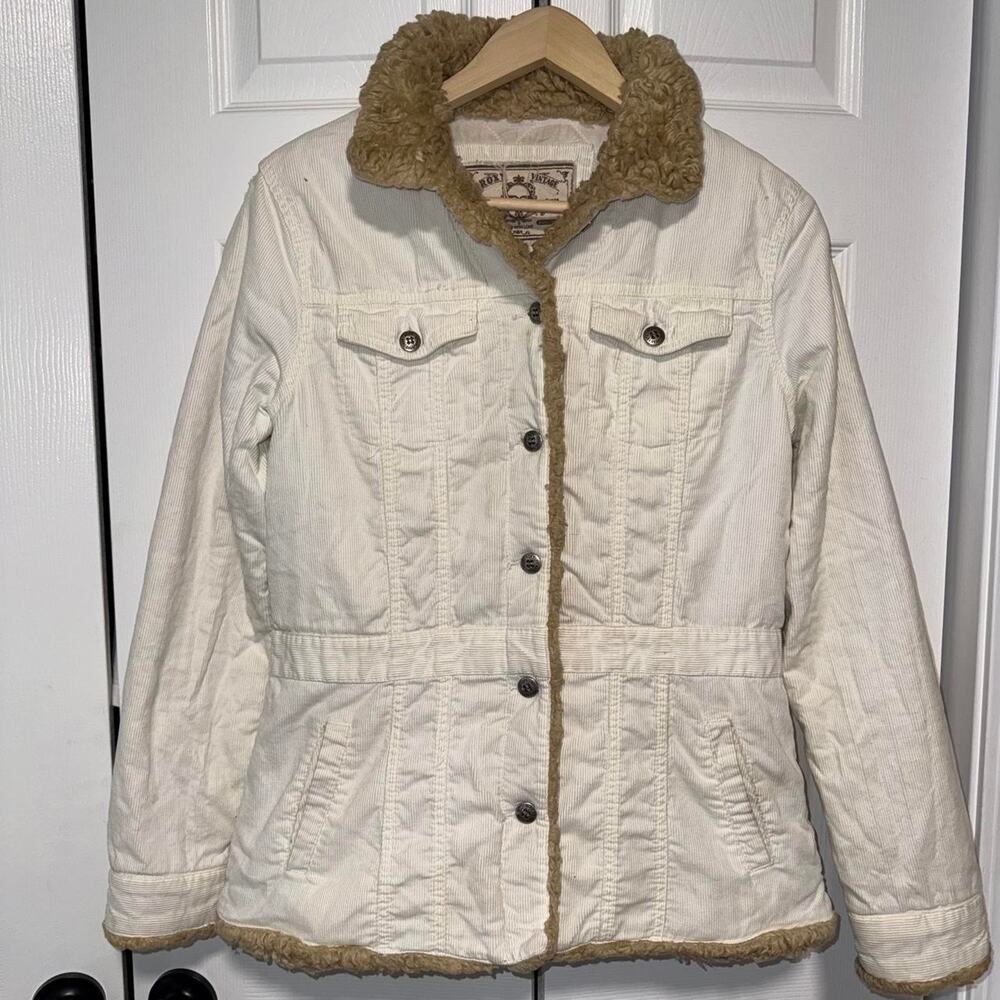 Y2k 2000s roxy sherpa trim corduroy jacket size large